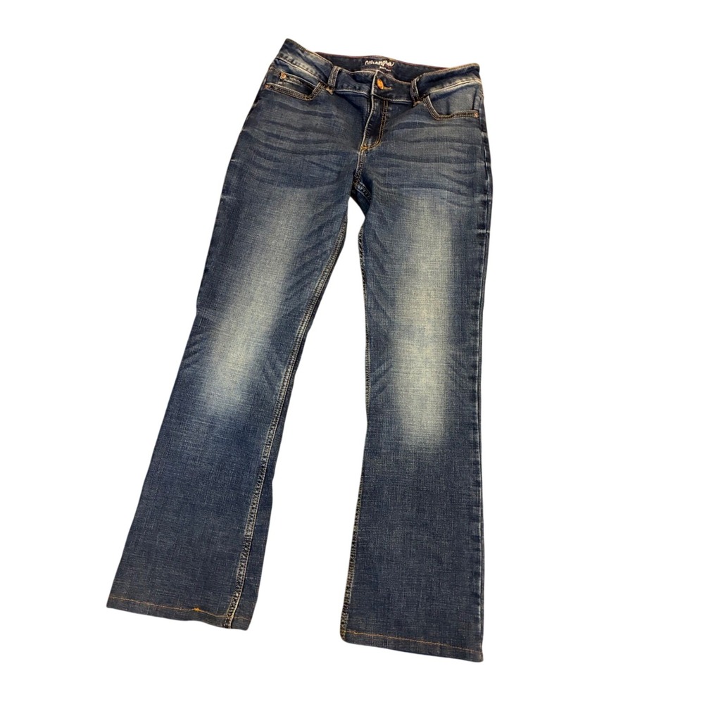 Wrangler Bootcut Jeans Medium Wash Blue Denim Western Embroidered Pockets 12